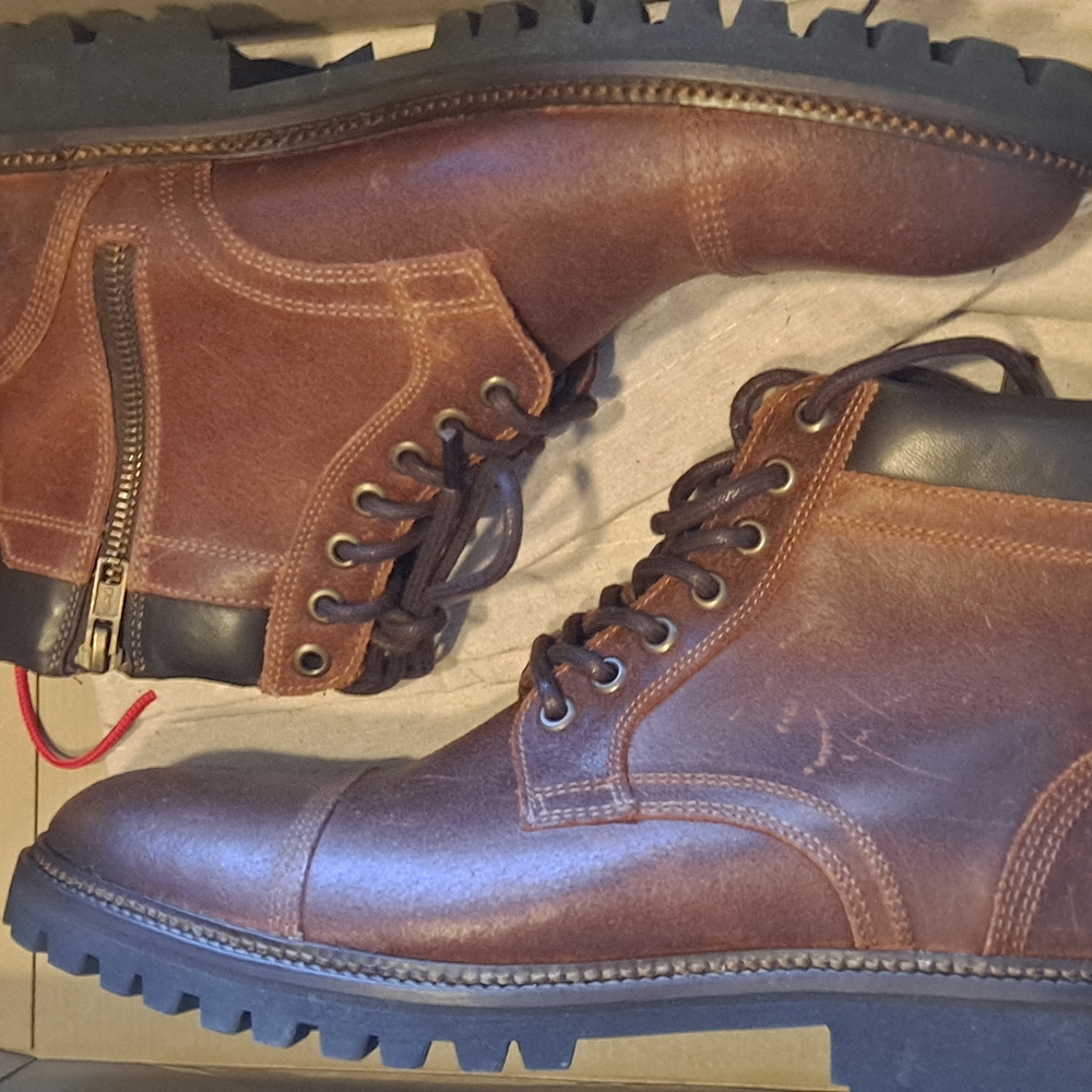 Men's 8.5 Marsen Cap Toe Leather Lace-Up Hiker Boots Mahogany‎ Flag Ltd